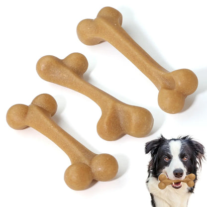 Set of 3 Durable Dog Chew Toys for Aggressive Chewers, Tough Nylon Construction with Natural Tapioca Starch, Dental Care and Interactive Toys for Boredom Relief