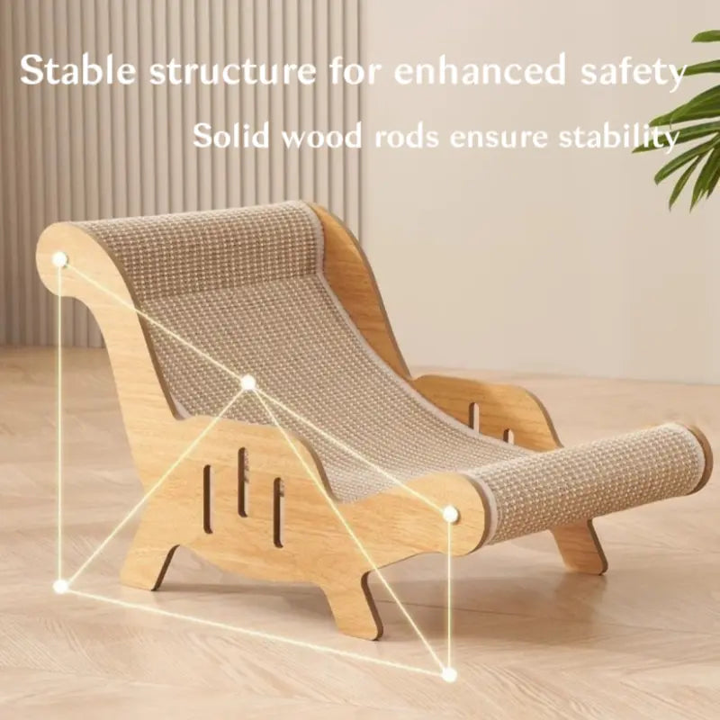XL Size 2-In-1 Sisal Cat Scratcher with Hammock and Lounge Chair - Breathable, Durable, All-Season Cat Bed for Claw Sharpening and Rest