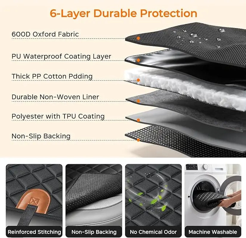 Premium Dog Car Seat Cover - Universal Fit, Waterproof, Scratch-Resistant, Non-Slip, Washable Pet Travel Mat for All Seasons