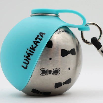 Lumikata 2-in-1 Portable Dog Water Bottle - 10 oz Stainless Steel with Silicone Foldable Bowl, Leak-Proof Design for Small Dogs and Pet Feeding Supplies