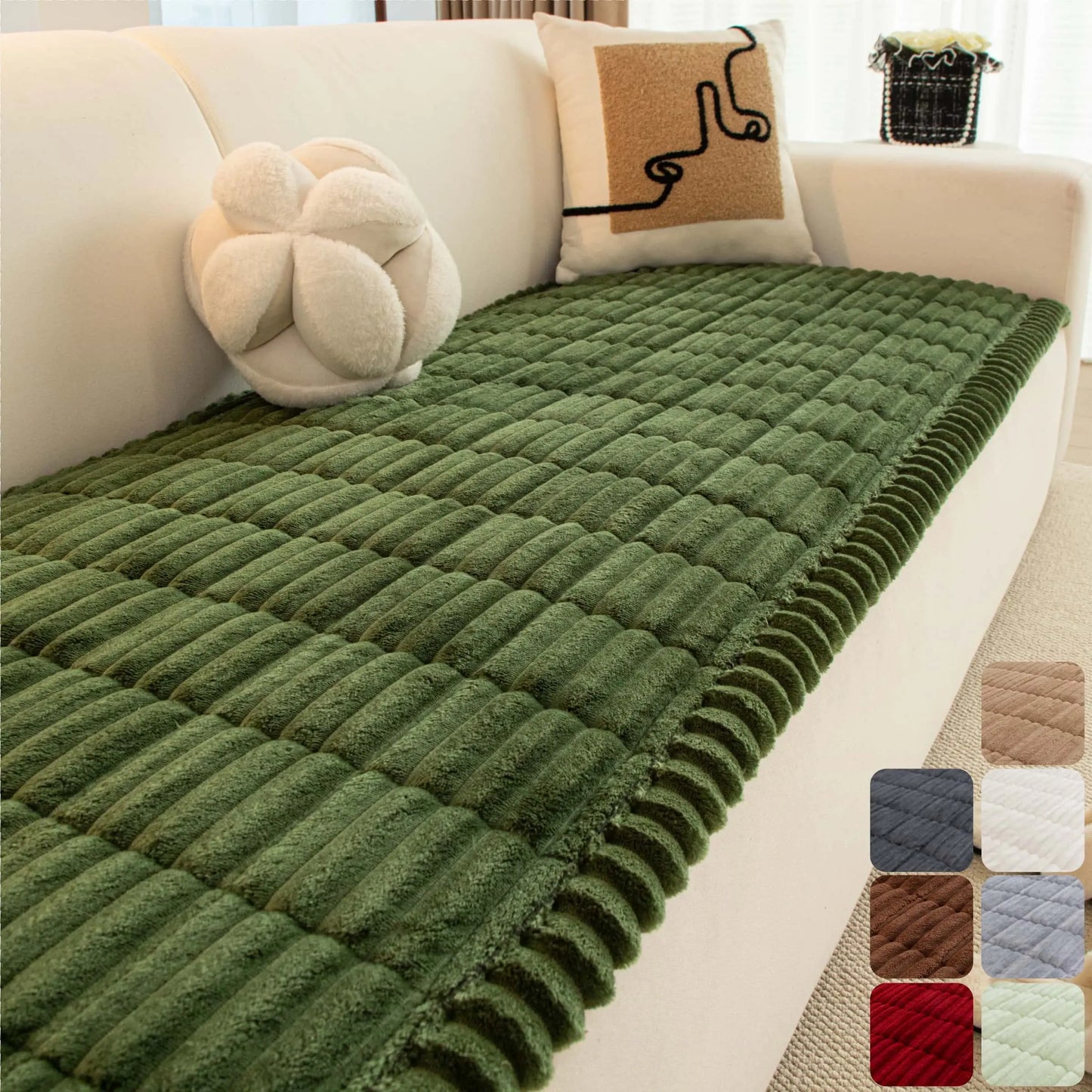 Premium Quilted Sofa Protector, Soft and Non-Slip Cover for Pets and Children, Machine Washable Furniture Shield