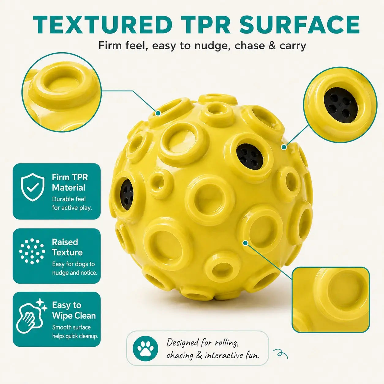 Interactive Floating TPR Dog Ball - 4.72 Inch Fetch Toy for Medium & Large Dogs, Ideal for Outdoor Play and Exercise