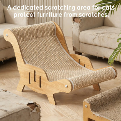 XL Size 2-In-1 Sisal Cat Scratcher with Hammock and Lounge Chair - Breathable, Durable, All-Season Cat Bed for Claw Sharpening and Rest