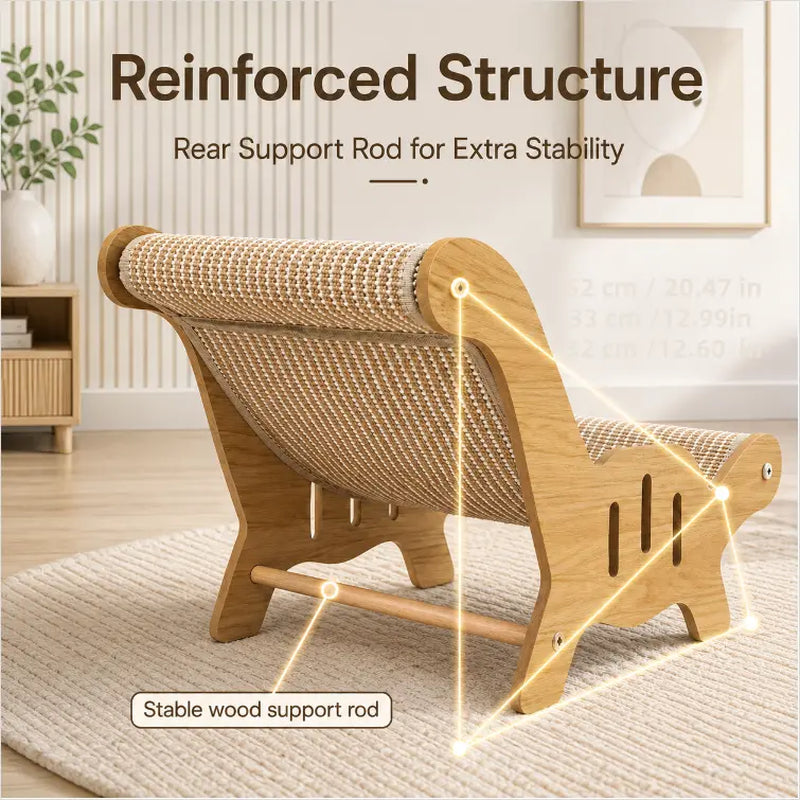 XL Size 2-In-1 Sisal Cat Scratcher with Hammock and Lounge Chair - Breathable, Durable, All-Season Cat Bed for Claw Sharpening and Rest