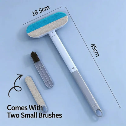 Professional Pet Hair Removal Brush Set for Upholstery, Carpets, and Clothing – Reusable Lint Brush with Extended Handle, Includes Two Brushes