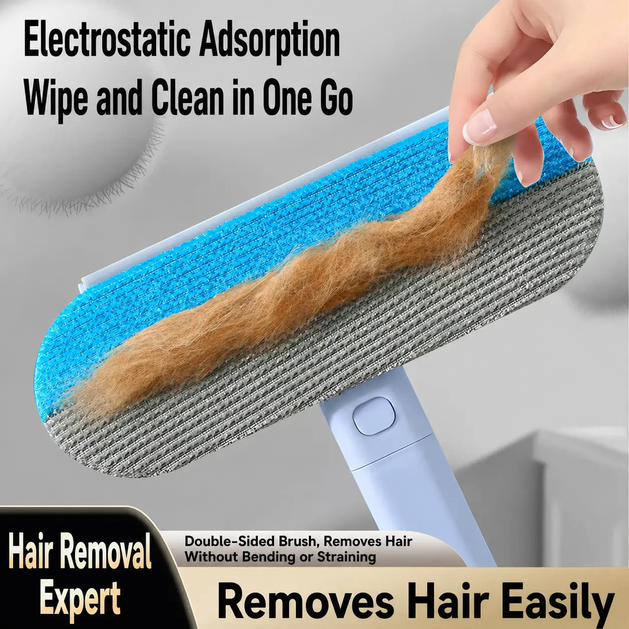 Professional Pet Hair Removal Brush Set for Upholstery, Carpets, and Clothing – Reusable Lint Brush with Extended Handle, Includes Two Brushes
