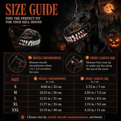 Halloween Themed Dog Muzzle - Realistic Hell Hound Costume Mask with Adjustable Strap and Natural Latex Fangs