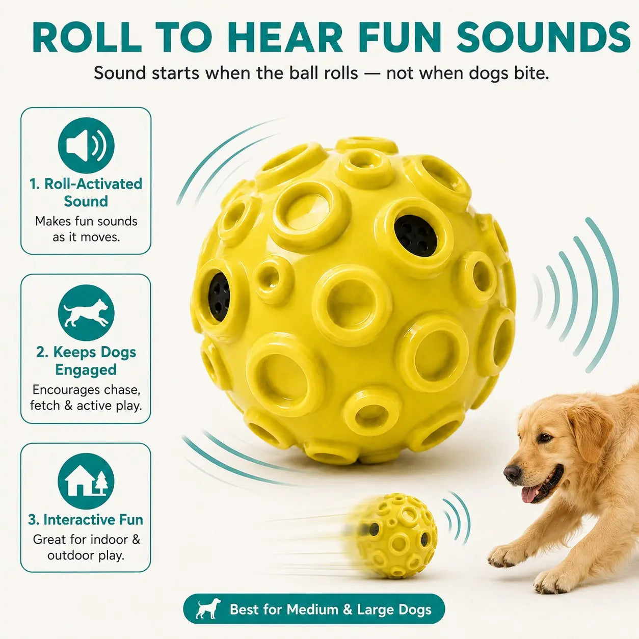 Interactive Floating TPR Dog Ball - 4.72 Inch Fetch Toy for Medium & Large Dogs, Ideal for Outdoor Play and Exercise