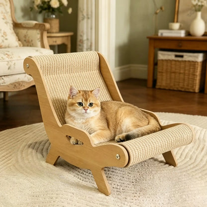XL Size 2-In-1 Sisal Cat Scratcher with Hammock and Lounge Chair - Breathable, Durable, All-Season Cat Bed for Claw Sharpening and Rest