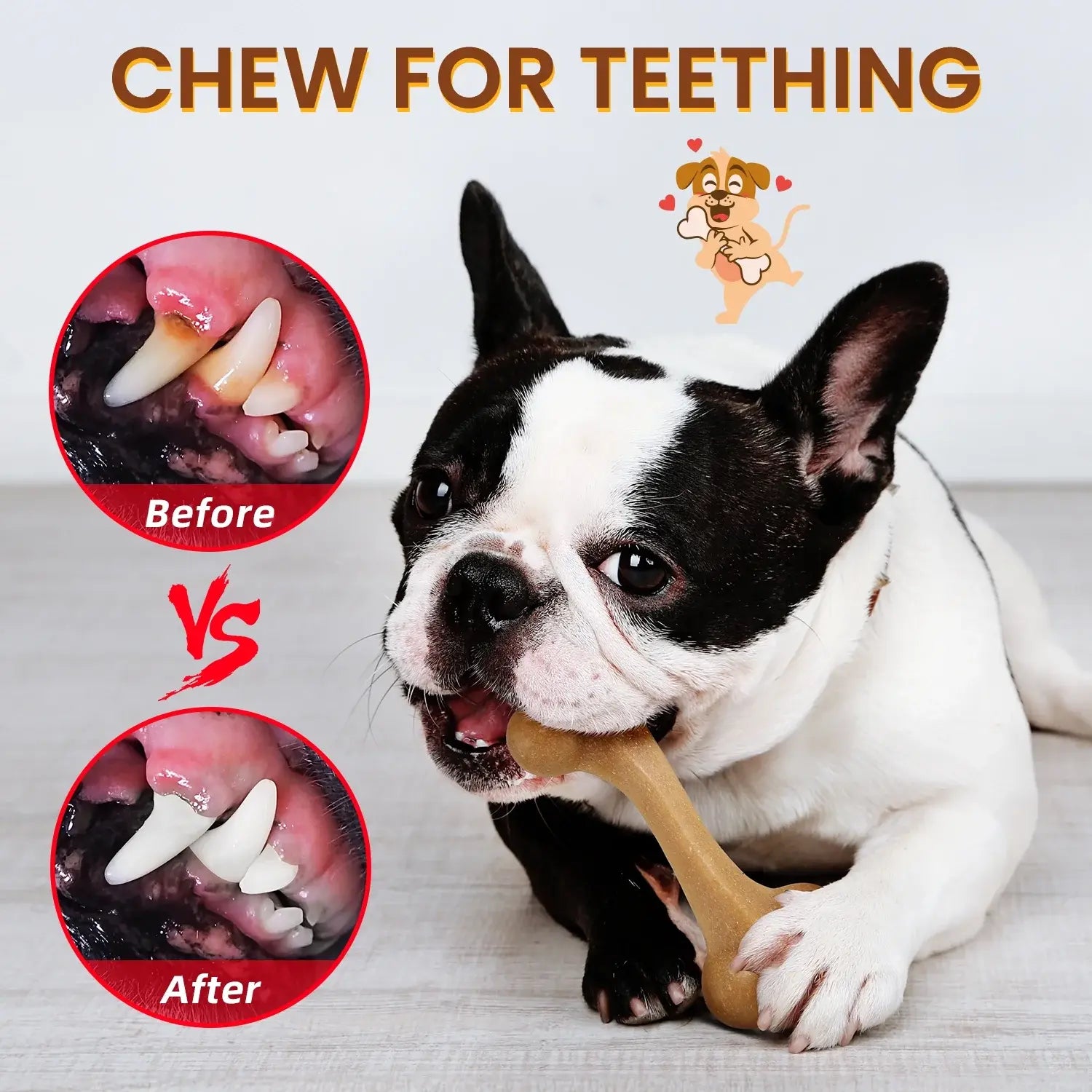 Set of 3 Durable Dog Chew Toys for Aggressive Chewers, Tough Nylon Construction with Natural Tapioca Starch, Dental Care and Interactive Toys for Boredom Relief