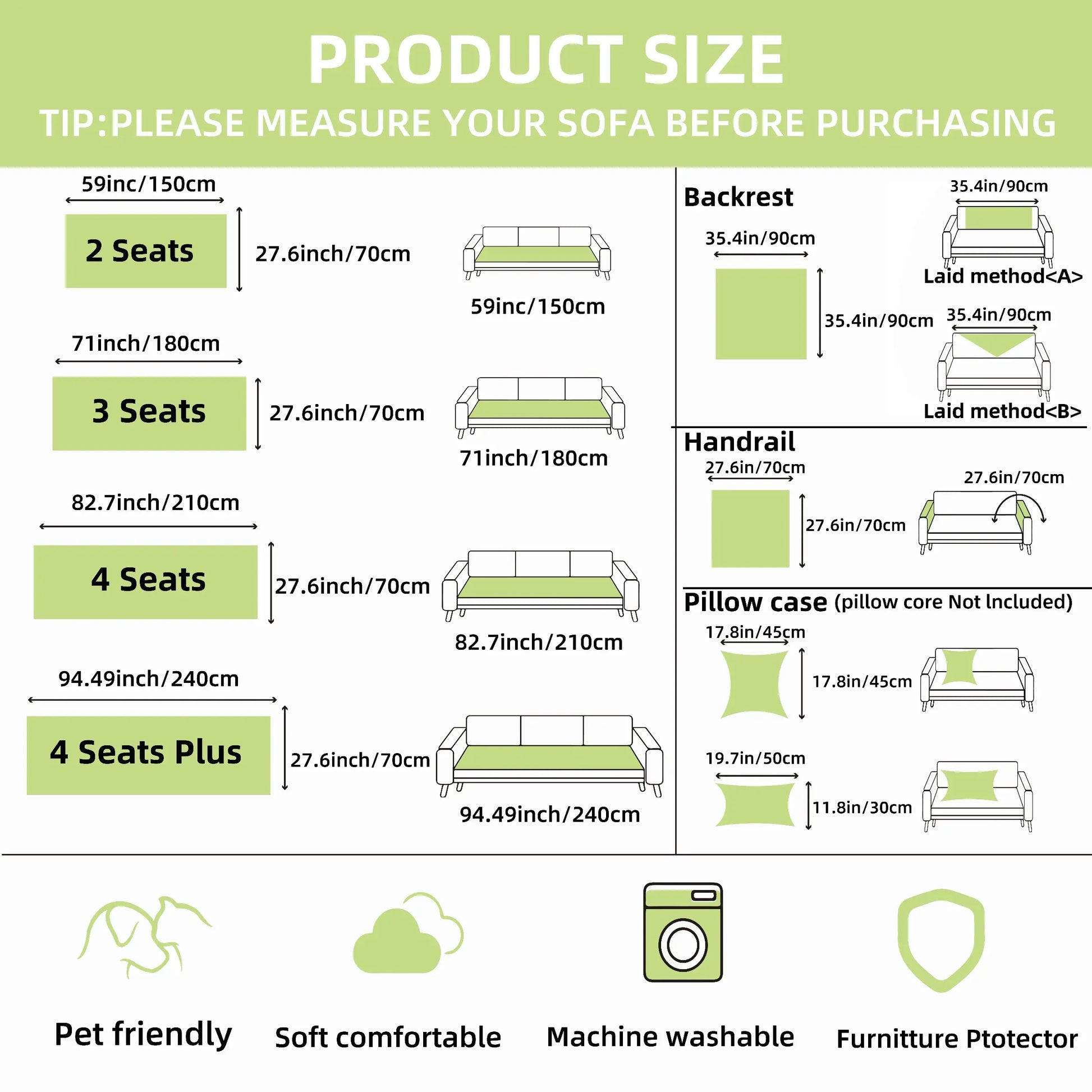 Premium Quilted Sofa Protector, Soft and Non-Slip Cover for Pets and Children, Machine Washable Furniture Shield