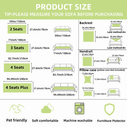 Premium Quilted Sofa Protector, Soft and Non-Slip Cover for Pets and Children, Machine Washable Furniture Shield