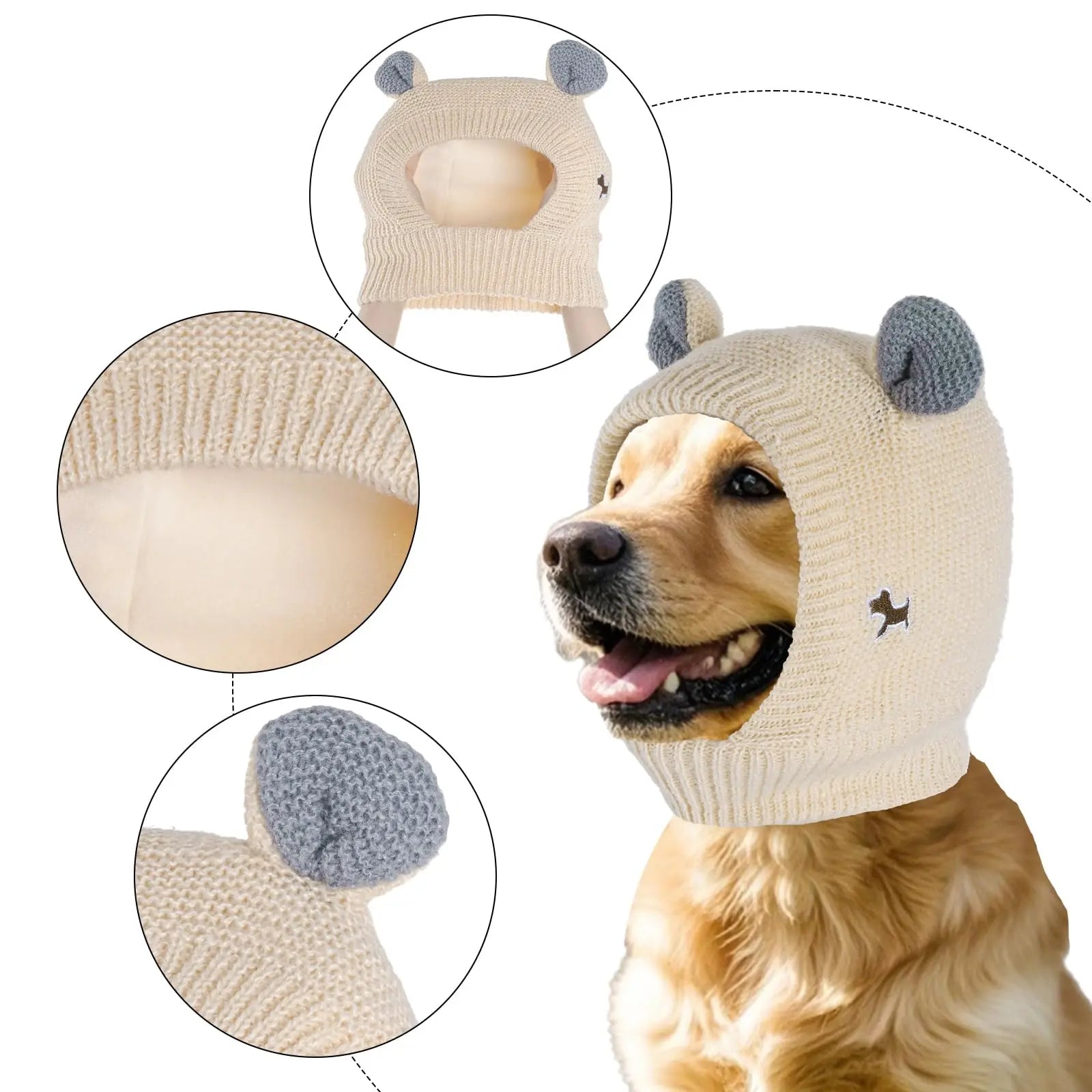 Dog Ear Protection Muffs - Winter Warmth and Noise Reduction Caps for Medium to Large Dogs, Ideal for Christmas Celebrations