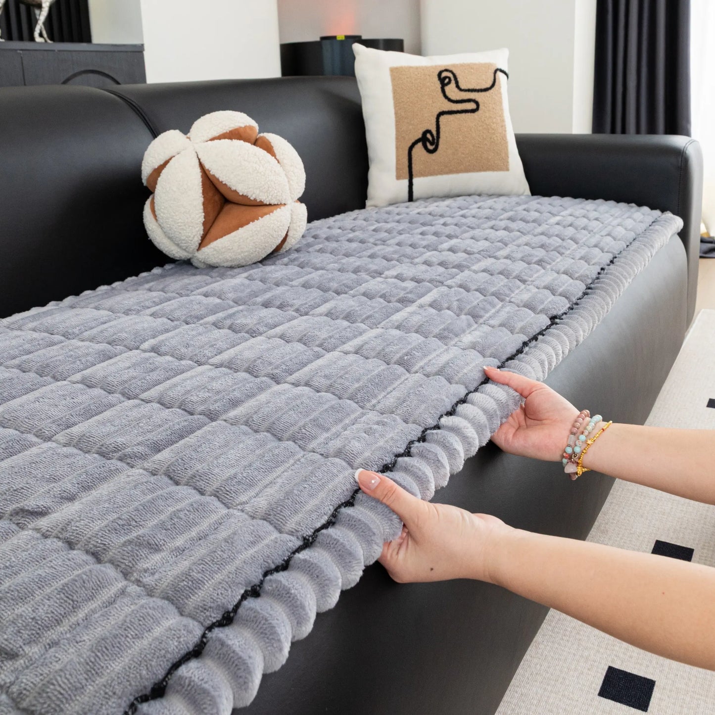 Premium Quilted Sofa Protector, Soft and Non-Slip Cover for Pets and Children, Machine Washable Furniture Shield