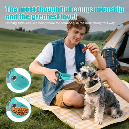 Lumikata 2-in-1 Portable Dog Water Bottle - 10 oz Stainless Steel with Silicone Foldable Bowl, Leak-Proof Design for Small Dogs and Pet Feeding Supplies