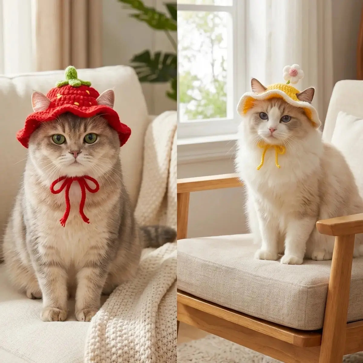 4-Piece Handmade Knitted Frog Pet Hats - Lightweight Polyester Fabric, Adjustable Strap, Easy to Wear, Warm Full Coverage, Perfect for Birthdays, Small Cats