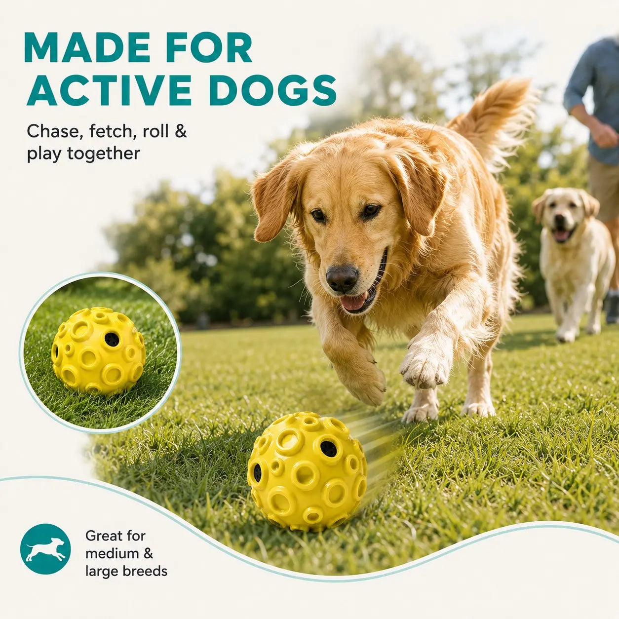Interactive Floating TPR Dog Ball - 4.72 Inch Fetch Toy for Medium & Large Dogs, Ideal for Outdoor Play and Exercise